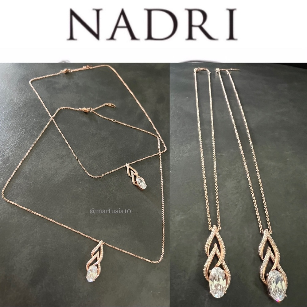 Nadri Sophia CZ Pendant Necklace Rose Gold